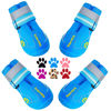 Picture of QUMY Dog Shoes for Large Dogs, Medium Dog Boots & Paw Protectors for Winter Snowy Day, Summer Hot Pavement, Waterproof in Rainy Weather, Outdoor Walking, Indoor Hardfloors Anti Slip Sole Blue 3