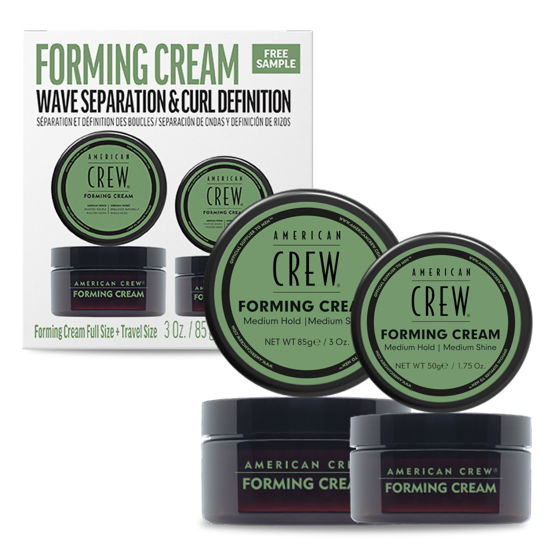 Picture of American Crew Men's Hair Forming Cream, Like Hair Gel with Medium Hold & Medium Shine, Travel Size, Duo Gift Set