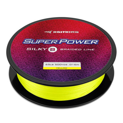 Picture of KastKing Superpower Silky8 Braided Fishing Line, Yellow, 8 Strand, 50LB, 500Yds