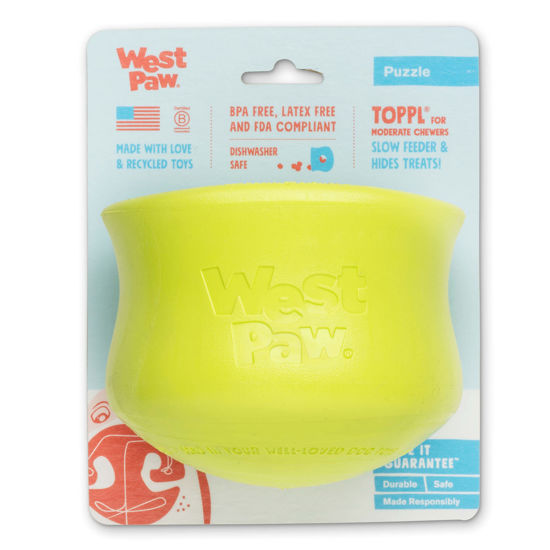 Picture of WEST PAW Zogoflex Toppl Treat Dispensing Dog Toy Puzzle - Interactive Chew Toys for Dogs - Dog Toy for Moderate Chewers, Fetch, Catch - Holds Kibble, Treats, X-Large, Granny Smith