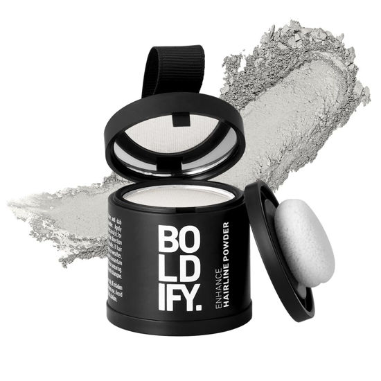 Picture of BOLDIFY Hairline Powder - Root Touch Up & Hair Loss Cover Up, Instant Gray Coverage 48-Hour Stain-Proof Hair Color Powder for Women & Men, Hair Fibers and Hair Topper Alternative (White)