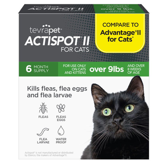 Picture of TevraPet Actispot II Flea Treatment for Large Cats 9+ lbs | 6 Doses | Powerful Prevention and Control