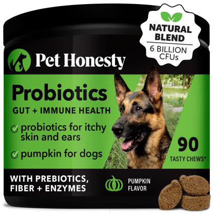 Picture of Pet Honesty Probiotics for Dogs, Dog Probiotics for Diarrhea & Bowel Support, Digestive Enzymes Promotes Gut Health, Immunity Health & Itch Relief, Prebiotics and Probiotics (Pumpkin 90 ct)