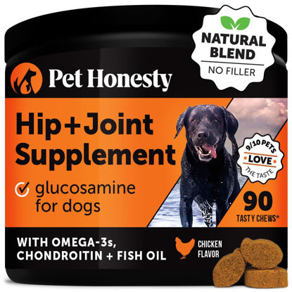 Picture of Pet Honesty Hip & Joint Health - Glucosamine for Dogs Soft Chews, Joint Supplement for Dogs with Glucosamine Chondroitin, MSM, Turmeric, Anti Inflammatory for Dogs, Support + Mobility (Chicken 90ct)