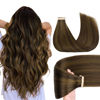 Picture of GOO GOO Tape in Hair Extensions Human Hair, 2C/4E/6C Brown Sugar Swirl Highlights, 10inch 30g 20pcs, Thick Ends Straight Seamless Tape in, Invisible Tape in Hair Extensions Human Hair