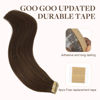 Picture of GOO GOO Tape in Hair Extensions Human Hair, 4A Chocolate Brown, 10inch 30g 20pcs, Thick Ends Straight Seamless Tape in, Invisible Tape in Hair Extensions Human Hair