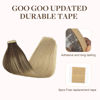 Picture of GOO GOO Tape in Hair Extensions Human Hair, 4/18 Balayage Chocolate Brown Highlighted Dirty Blonde, 10inch 30g 20pcs, Thick Ends Straight Seamless, Invisible Tape in Hair Extensions Human Hair