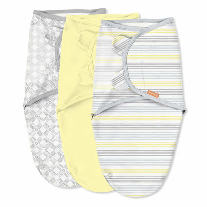 Picture of SwaddleMe Original Swaddle - Size Small/Medium, 0-3 Months, 3-Pack (Yellow Stripe) Easy to Use Newborn Swaddle Wrap Keeps Baby Cozy and Secure and Helps Prevent Startle Reflex