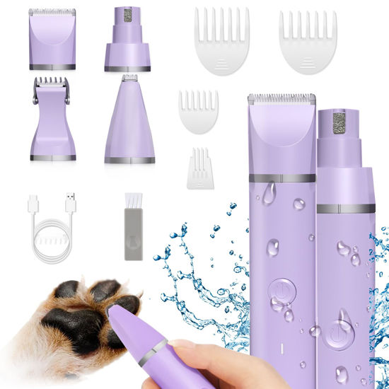 Picture of Veeconn Dog Grooming Clippers Kit-Electric Rechargeable Cat Trimmer Tools-Cordless Quiet Pet Nail Paw Grinder-4 in 1 Multifunctional Low Noise Shaver-Razor for feet Face Ears Toenail Eye