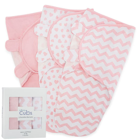 Picture of Comfy Cubs Swaddle Blanket Baby Girl Boy Easy Adjustable 3 Pack Infant Sleep Sack Wrap Newborn Babies (Large 3-6 Months,Pink)