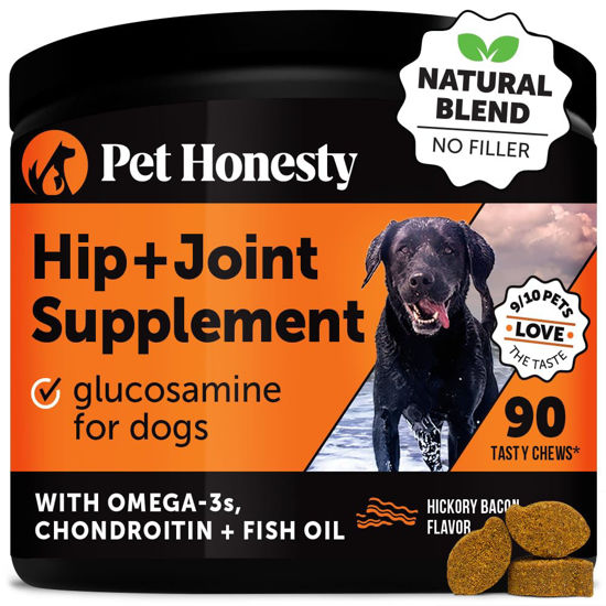 Picture of Pet Honesty Hip & Joint Health - Glucosamine for Dogs Soft Chews, Joint Supplement for Dogs with Glucosamine Chondroitin, Fish Oil, MSM, Turmeric, Advanced Pet Joint Support and Mobility (Bacon 90 Ct)