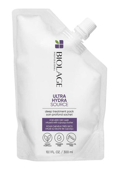 Picture of Biolage Ultra Hydra Source Deep Treatment Pack | Leave-In Hair Mask | Conditions, Softens & Restores Hair | For Very Dry Hair | Paraben-Free | Vegan | Cruelty Free | 10.1 Fl. Oz