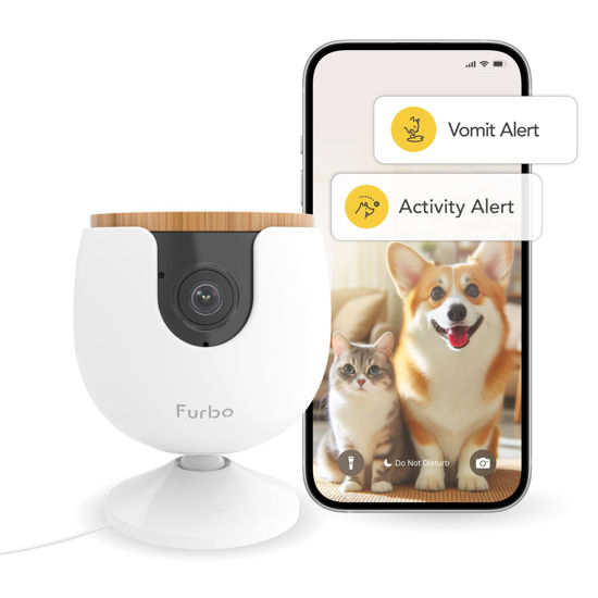 Picture of Furbo Mini New Pet Camera + Nanny Bundle: Home Security & Cat, Dog Safety Alerts, Pet Camera with Speaker, Smart Home Indoor Cam w Phone App & Night Vision (Additional Subscription Required at Setup)