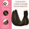 Picture of GOO GOO Tape in Hair Extensions Human Hair, 1B/6/1B Balayage Natural Black to Chestnut Brown, 12inch 40g 20pcs, Thick Ends Straight Seamless Tape in, Invisible Tape in Hair Extensions Human Hair