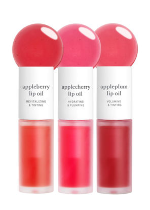 Picture of NOONI Appleseed Lip Oil Set - Appleberry & Applecherry & Appleplum | with Apple Seed Oil, Lip Oil Trio, Lip Stain, Gift Sets, For Chapped and Flaky Lips