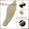 Picture of Full Shine Blonde Invisible Tape in Hair Extensions Human Hair 14Inch Virgin Hair Extensions Human Hair Color 60 Platinum Blonde Hair Extensions Machine Remy Real Human Hair Double Sided 25 Gram 10Pcs