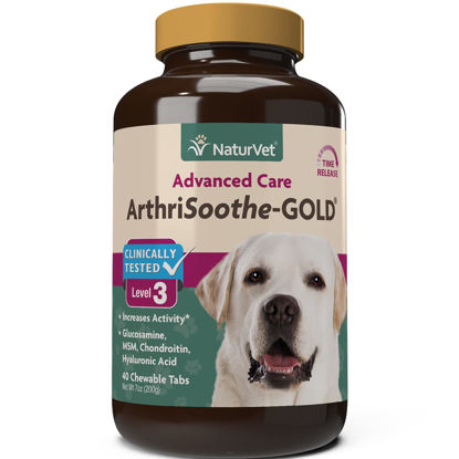 Picture of NaturVet ArthriSoothe-Gold Level 3, MSM and Glucosamine for Dogs and Cats, Advanced Joint Care Support Supplement with Chondroitin and Omega 3, Clinically Tested, Chewable Tablets, Made in The USA