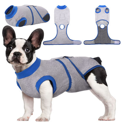 Picture of Kuoser Recovery Suit for Dogs Cats After Surgery, Professional Pet Recovery Shirt Dog Abdominal Wounds Bandages, Substitute E-Collar & Cone,Prevent Licking Dog Onesies Pet Surgery Recovery Suit