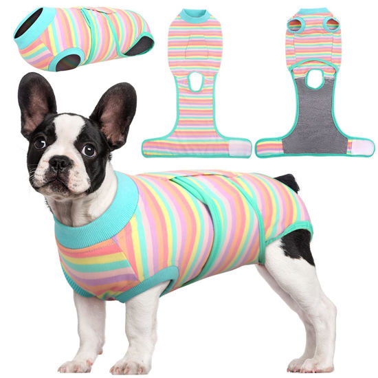 Picture of Kuoser Recovery Suit for Dogs Cats After Surgery, Professional Pet Recovery Shirt Dog Abdominal Wounds Bandages, Substitute E-Collar & Cone,Prevent Licking Dog Onesies Pet Surgery Recovery Suit