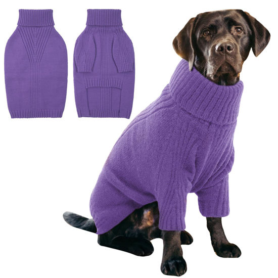 Picture of IECOii Extra-Large Dog Sweater 4XL,Christmas Dog Sweaters for Extra Large Dogs Girl Boy,Turtleneck Knitted Knitwear Easy On Doggie Sweatshirt Dog Sweater for Doberman,Great Dane(Purple,XXXXL)