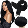 Picture of Full Shine Tape in Real Human Hair 14 Inch Color 1 Jet Black Pu Tape in Remy Hair Extensions Straight Hair 20 pcs Seamless Tape Extensions Skin Weft Tape ins Human Hair Extensions 50 Gram Add Volume