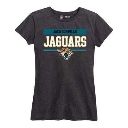 Picture of Team Fan Apparel NFL Womens Charcoal Relaxed Fit Tshirt, Football Apparel, Tagless Short Sleeve Tee (Jacksonville Jaguars - Black, Womens Large)