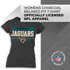 Picture of Team Fan Apparel NFL Womens Charcoal Relaxed Fit Tshirt, Football Apparel, Tagless Short Sleeve Tee (Jacksonville Jaguars - Black, Womens Large)