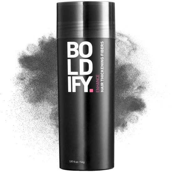 Picture of BOLDIFY Hair Fibers (56g) Fill In Fine and Thinning Hair for an Instantly Thicker & Fuller Look - Best Value & Superior Formula -14 Shades for Women & Men - DARK GRAY