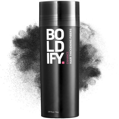 Picture of BOLDIFY Hair Fibers (56g) Fill In Fine and Thinning Hair for an Instantly Thicker & Fuller Look - Best Value & Superior Formula -14 Shades for Women & Men - BLACK