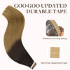 Picture of GOO GOO Tape in Hair Extensions Human Hair, 1D/2C/4E Chocolate Dip Color Melt, 12inch 40g 20pcs, Thick Ends Straight Seamless Tape in, Invisible Tape in Hair Extensions Human Hair