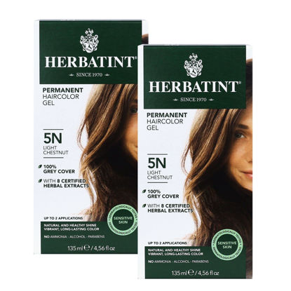 Picture of Herbatint Permanent Herbal Hair Color Gel, Light Chestnut, 5N, 2 pk