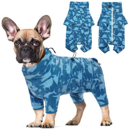 Picture of ROZKITCH Dog Winter Coat Soft Fleece Pullover Pajamas, Pet Windproof Warm Cold Weather Jacket Vest with Luminous Zipper, Onesie Jumpsuit Apparel Outfit Clothes for Small Medium Large Dog Blue M