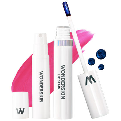 Picture of Wonderskin Wonder Blading Lip Stain Peel Off and Reveal Kit - Long Lasting, Waterproof Pink Lip Tint, Transfer Proof Natural Lip Stain Kit (Neon Rose)