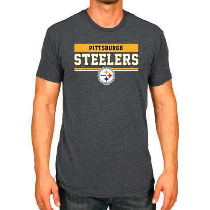 Picture of Team Fan Apparel NFL Adult Team Block Tagless T-Shirt - Cotton Blend - Charcoal - Perfect for Game Day - Comfort and Style (Pittsburgh Steelers - Black, Adult Large)