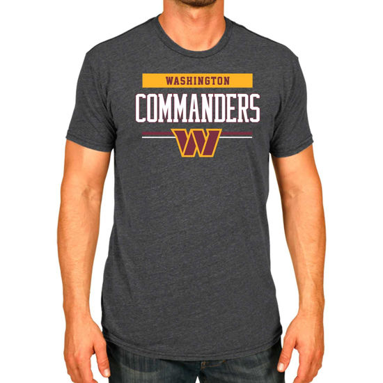 Picture of Team Fan Apparel NFL Adult Team Block Tagless T-Shirt - Cotton Blend - Charcoal - Perfect for Game Day - Comfort and Style (Washington Commanders - Black, Adult Medium)