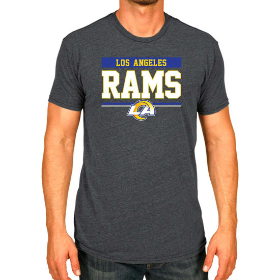 Picture of Team Fan Apparel NFL Adult Team Block Tagless T-Shirt - Cotton Blend - Charcoal - Perfect for Game Day - Comfort and Style (Los Angeles Rams - Black, Adult Medium)