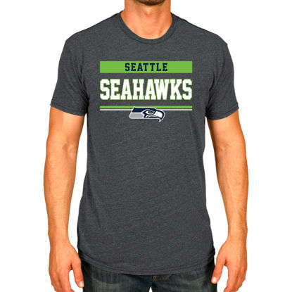 Picture of Team Fan Apparel NFL Adult Team Block Tagless T-Shirt - Cotton Blend - Charcoal - Perfect for Game Day - Comfort and Style (Seattle Seahawks - Black, Adult Small)