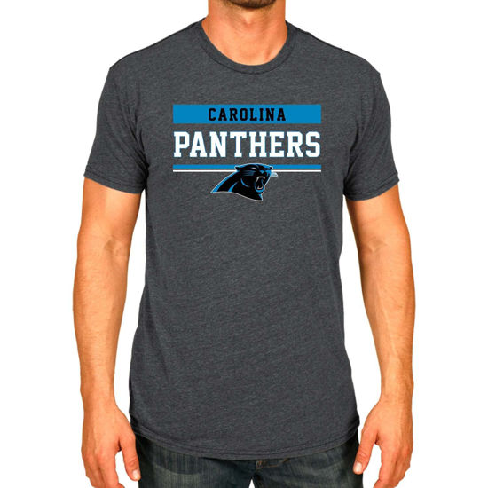 Picture of Team Fan Apparel NFL Adult Team Block Tagless T-Shirt - Cotton Blend - Charcoal - Perfect for Game Day - Comfort and Style (Carolina Panthers - Black, Adult Medium)