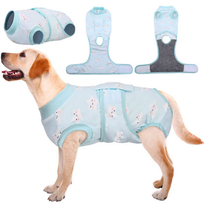 Picture of Kuoser Recovery Suit for Dogs Cats After Surgery, Professional Pet Recovery Shirt Dog Abdominal Wounds Bandages, Substitute E-Collar & Cone,Prevent Licking Dog Onesies Pet Surgery Recovery Suit