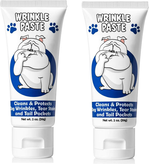 Picture of Squishface Wrinkle Paste - 2 Pack - Bulldog, French Bulldog, Pug, English Bulldog - Cleans Wrinkles, Tear Stain, Tail Pockets, and Paws - Anti-Itch Tear Stain Remover & Bulldog Wrinkle Cream, 2 Oz.