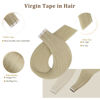 Picture of Full Shine Blonde Seamless Tape in Hair Extensions Human Hair 16 Inch Virgin Tape in Extensions Straight Hair Extensions Real Human Hair Invisible Tape in Human Hair 25 Gram Unprocessed Hair 10Pcs