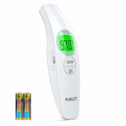 Picture of PURUIZT Non-Contact Forehead Infrared Thermometer No Touch Digital Fever Thermometer for Adults Kids Baby Body Surface Temperature Measurement?Accurate Instant Reading with LCD Display and Fever Alarm