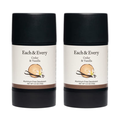 Picture of Each & Every All Natural Deodorant - Aluminum Free Deodorant for Women & Men - Cedar & Vanilla Multipack - Travel Size Plant-Based Packaging (2 Pack, 2.5 Oz Each)