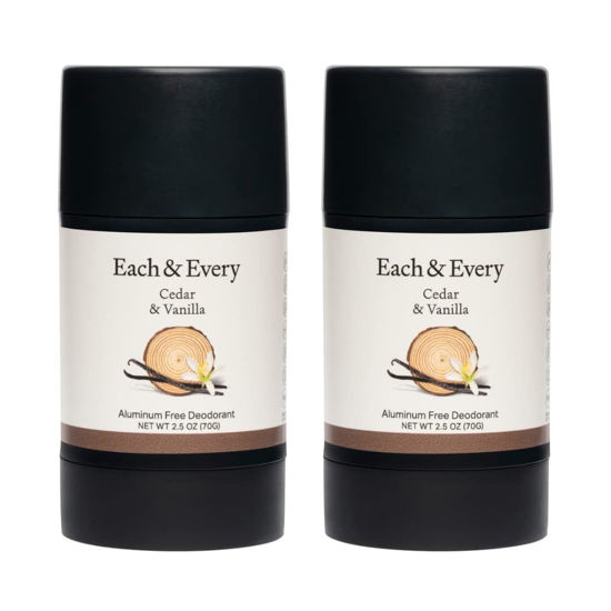 Picture of Each & Every All Natural Deodorant - Aluminum Free Deodorant for Women & Men - Cedar & Vanilla Multipack - Travel Size Plant-Based Packaging (2 Pack, 2.5 Oz Each)