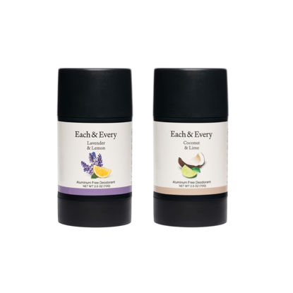 Picture of Each & Every All Natural Deodorant - Aluminum Free Deodorant for Women & Men - Multipack with Coconut & Lime and Lavender & Lemon - Travel Size Plant-Based Packaging (2 Pack, 2.5 Oz Each)