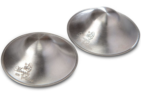 Picture of Moogco The Original Silver Nursing Cups - Nipple Shields for Nursing Newborn - Breastfeeding Essentials - Newborn Essentials Must Haves - Nipple Covers Breastfeeding - 925 Silver