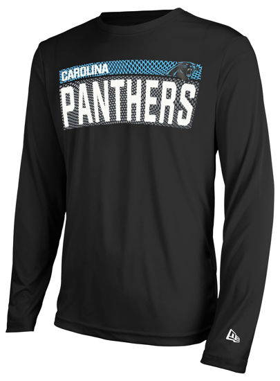 Picture of New Era mens NFL Measured Dri-Tek Long Sleeve Pro Football Tagless T-Shirt, Carolina Panthers Black, Small