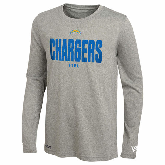 Picture of New Era NFL Men's Grids Dri-Tek Cool Grey Long Sleeve T-Shirt, Adult Football Tagless T-Shirt, Los Angeles Chargers, Small