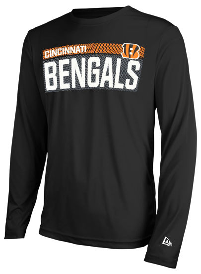 Picture of New Era mens NFL Measured Dri-Tek Long Sleeve Pro Football Tagless T-Shirt, Cincinnati Bengals Black, X-Large