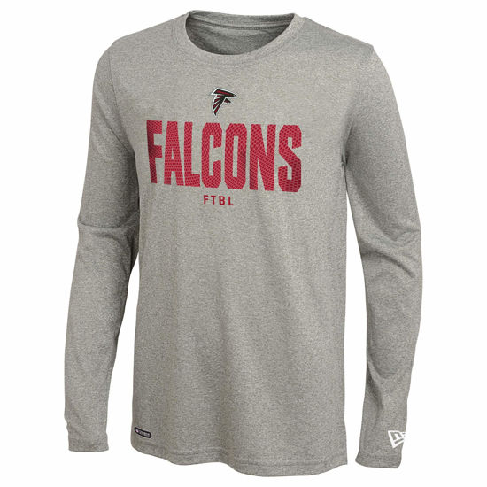 Picture of New Era NFL Men's Grids Dri-Tek Cool Grey Long Sleeve T-Shirt, Adult Football Tagless T-Shirt, Atlanta Falcons, XX-Large